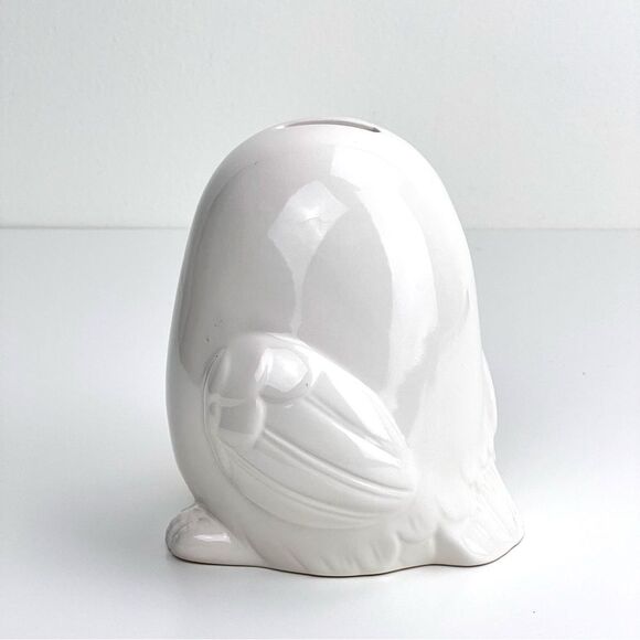 Pottery Barn Kids White Ceramic Owl Adorable Piggybank - Picture 4 of 9